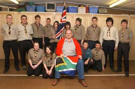 Area Scout chairman of Mpumalanga Dudley James with the young Scouts who are off to South Africa. Picture: BARRY CRAYFORD