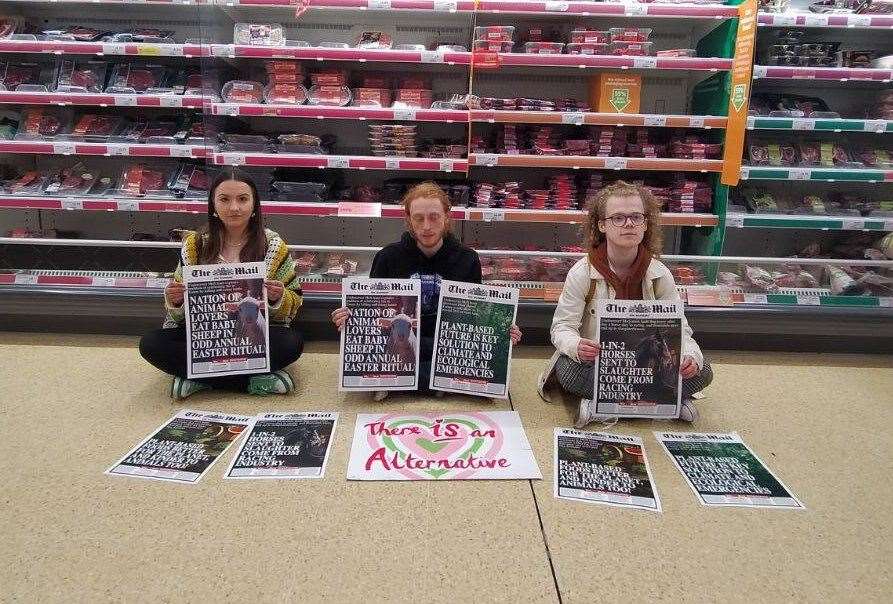 Animal Rising staged protests at Canterbury supermarkets last month. Picture: Animal Rising