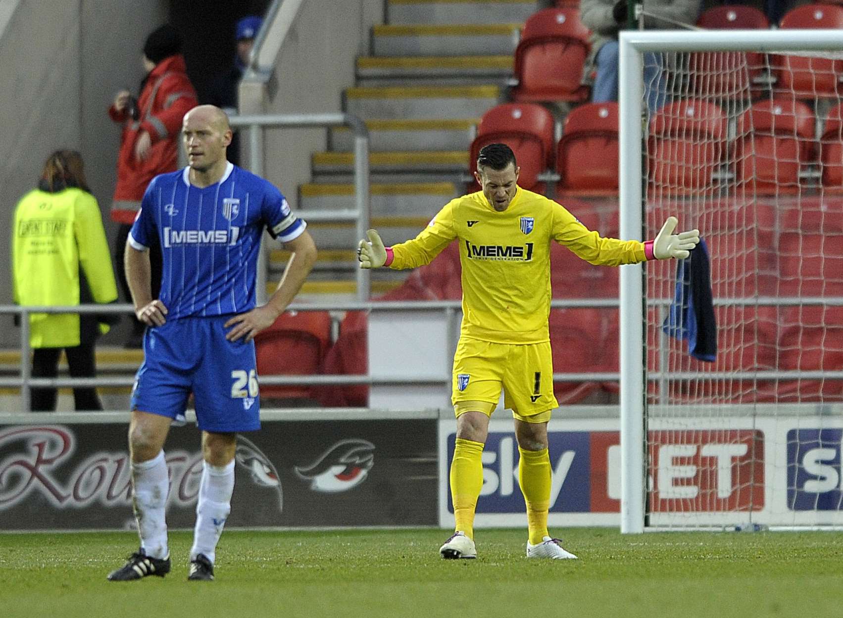 Keeper Stuart Nelson frustrated after conceding another goal Picture: Barry Goodwin