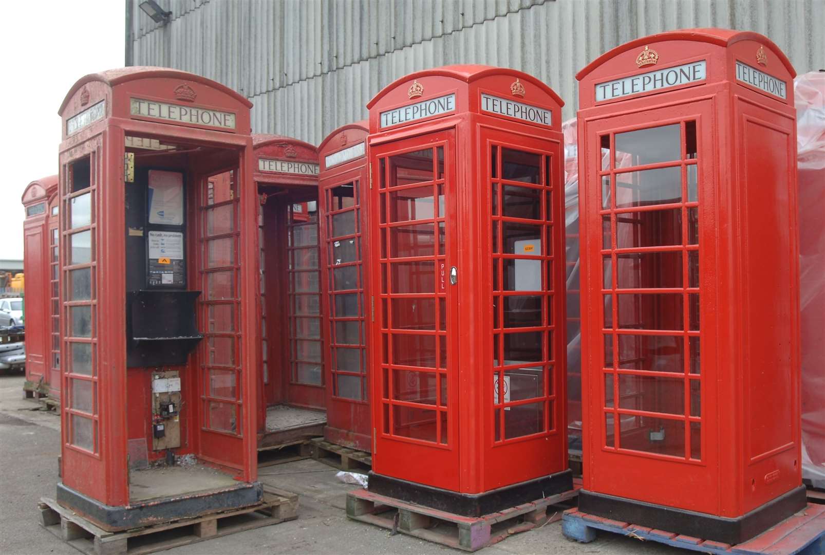 Iconic former red phone boxes being restored. Stock picture