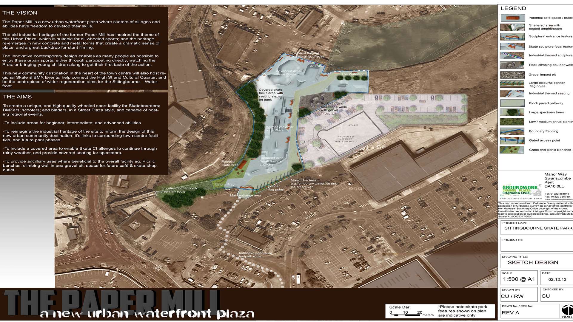Outline plans for the proposed skatepark