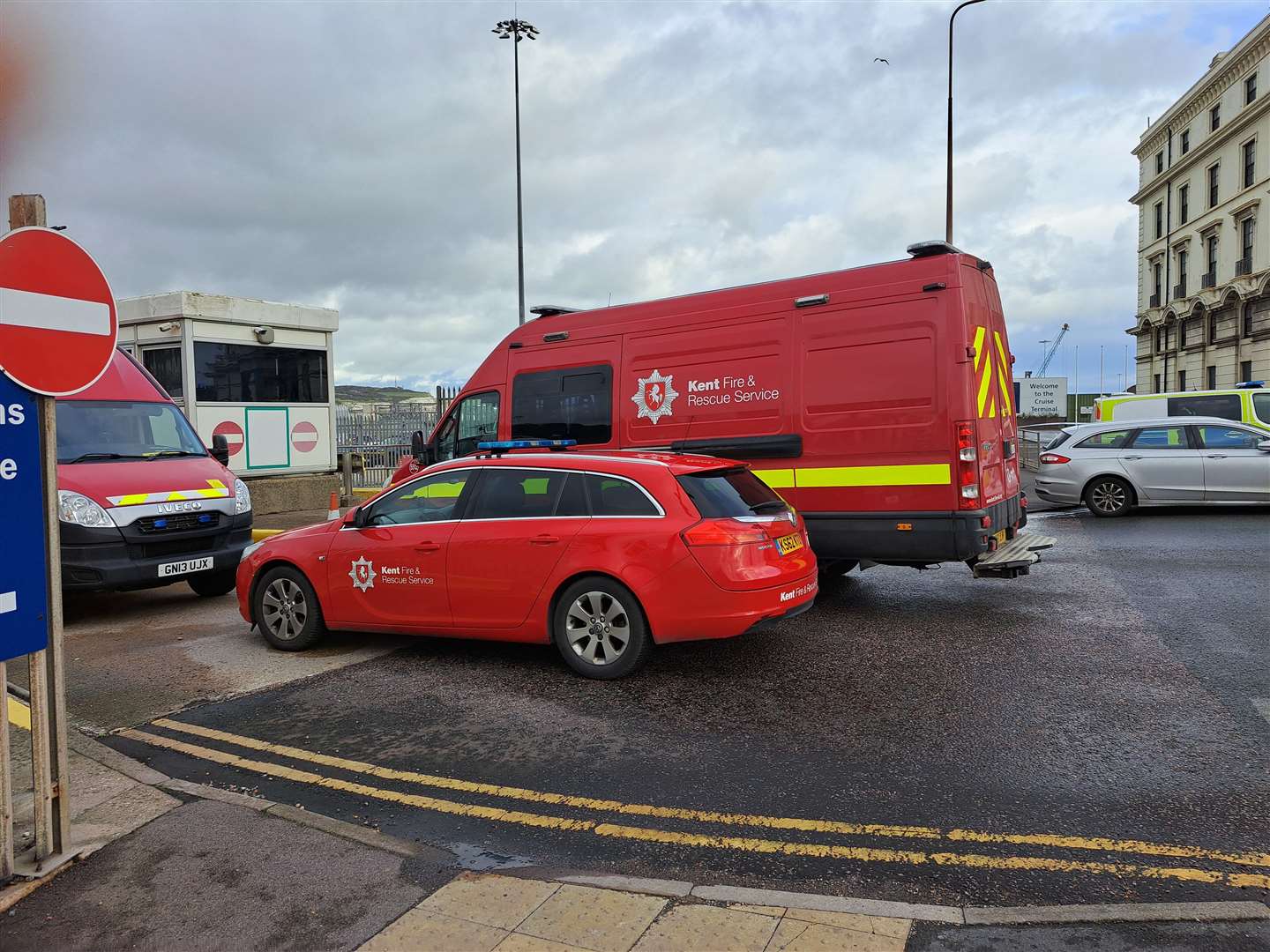 Fire crews in Dover following the petrol bomb attack Photo: Sam Lennon