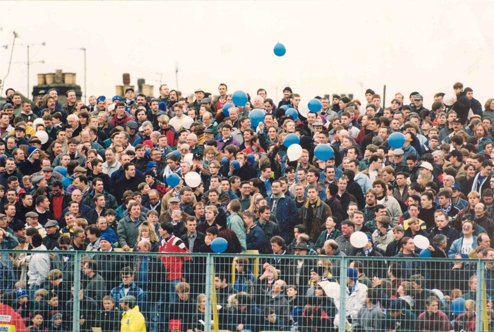 Crowds at Gillingham Football in 1995. Three of the four stands at Priestfield were demolished and rebuilt in the second half of the decade