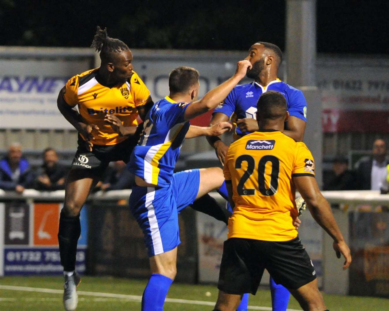 Ibrahim Olutade in action for Maidstone against Eastbourne Picture: Steve Terrell