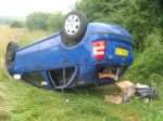 A man was taken to hospital after this car overturned on the A20 this morning