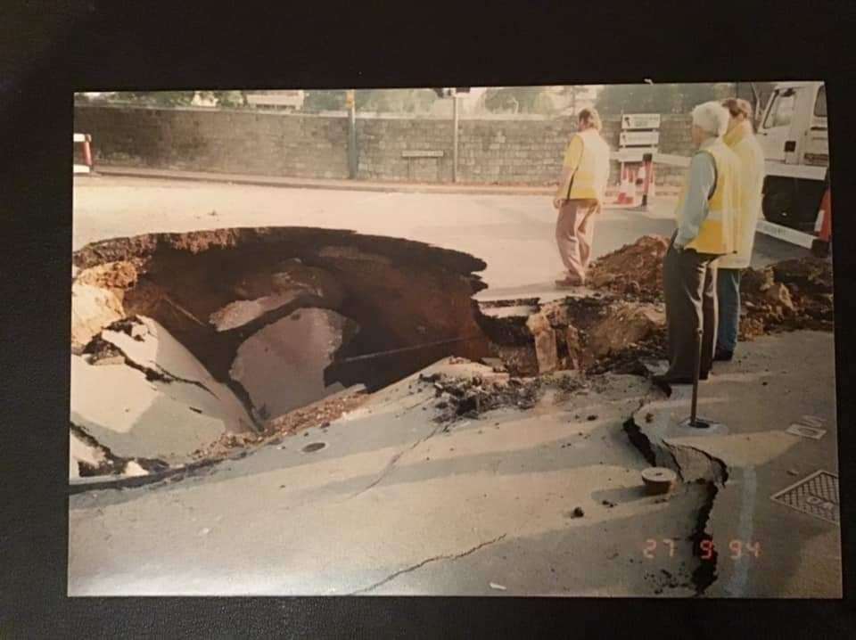 A sinkhole opened up in Tonbridge Road, 600m away from the family's home, in September 1994. Credit: Neil McPherson