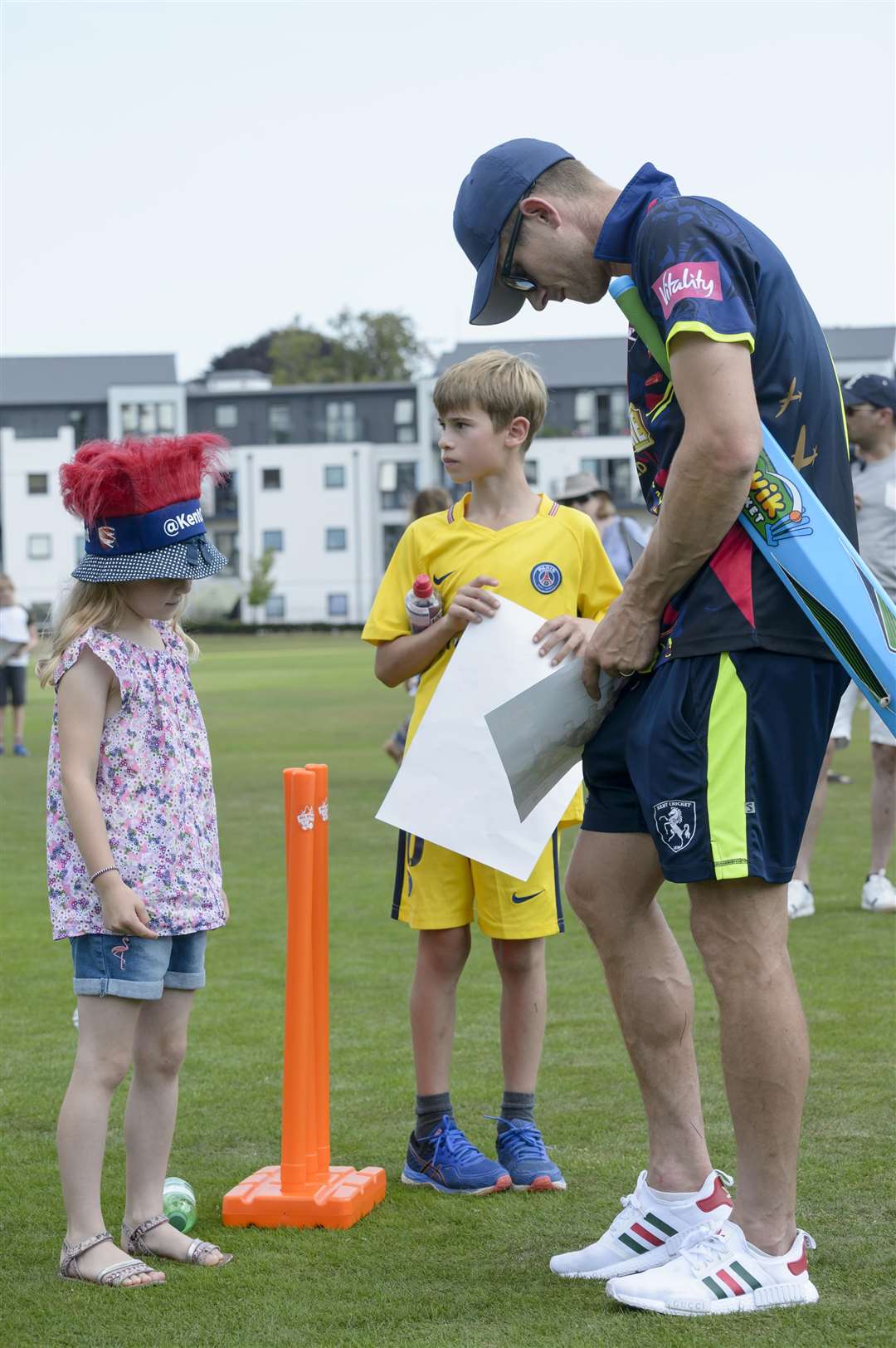 Joe Denly signs autographs. Kent Cricket Club's annual family open day at The St Lawrence Ground, Old Dover Road, Canterbury..Picture: Andy Payton. (3067347)