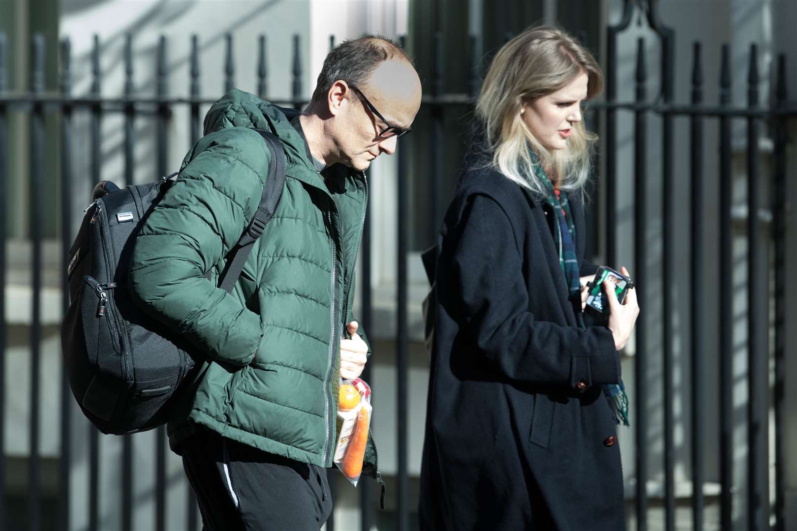 Dominic Cummings with his assistant Cleo Watson (Stefan Rousseau/PA)