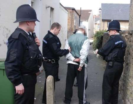 A youth is stopped and searched for drugs in Folkestone. Picture: Kent Police