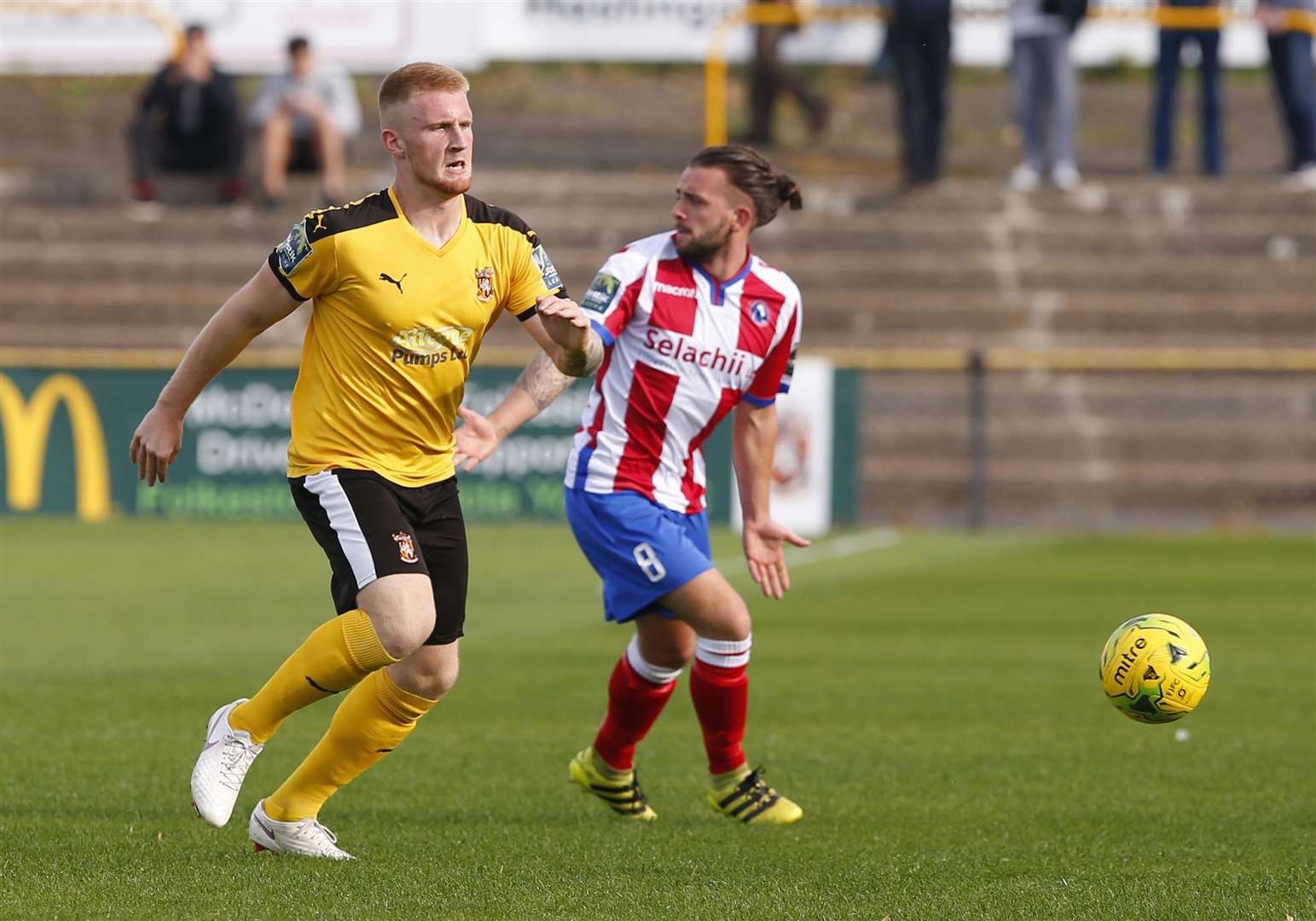 Former Gillingham youngster Finn O'Mara is thriving at Folkestone Picture: Andy Jones