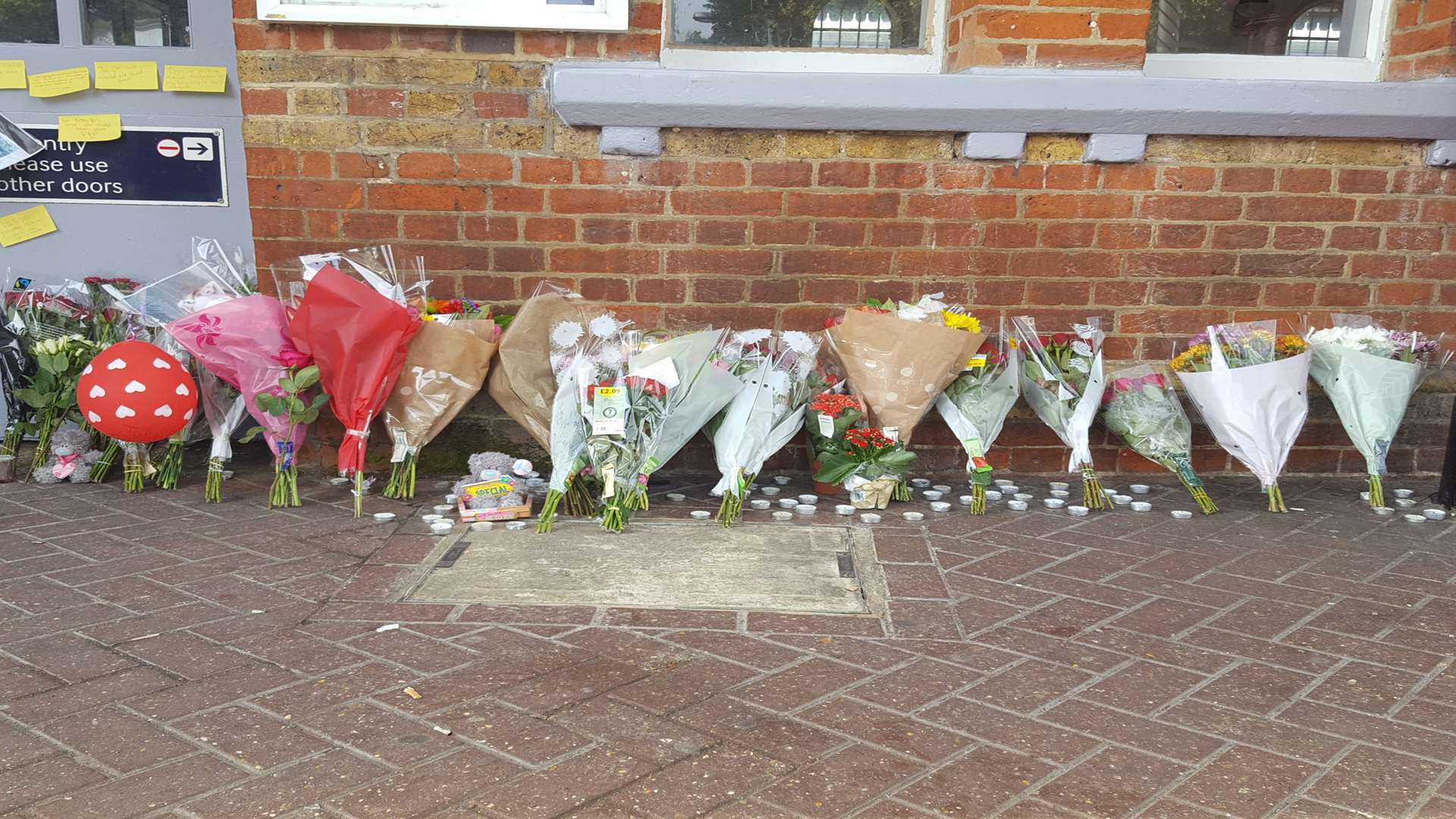 Flowers left at Herne Bay station for Taiyah-Grace Peebles