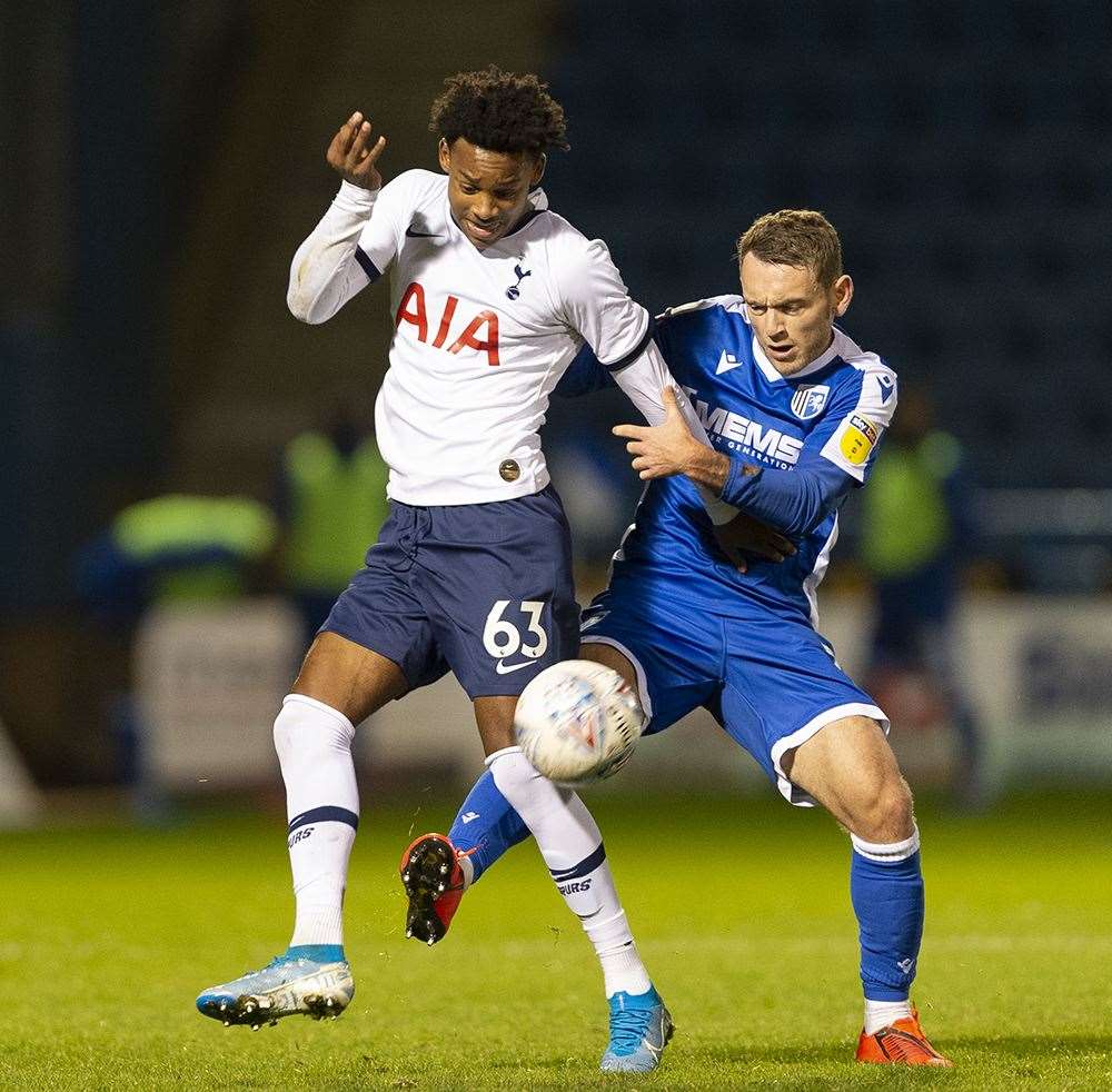 Gillingham vs Tottenham u21s action in the EFL Trophy Picture: Ady Kerry (21502752)