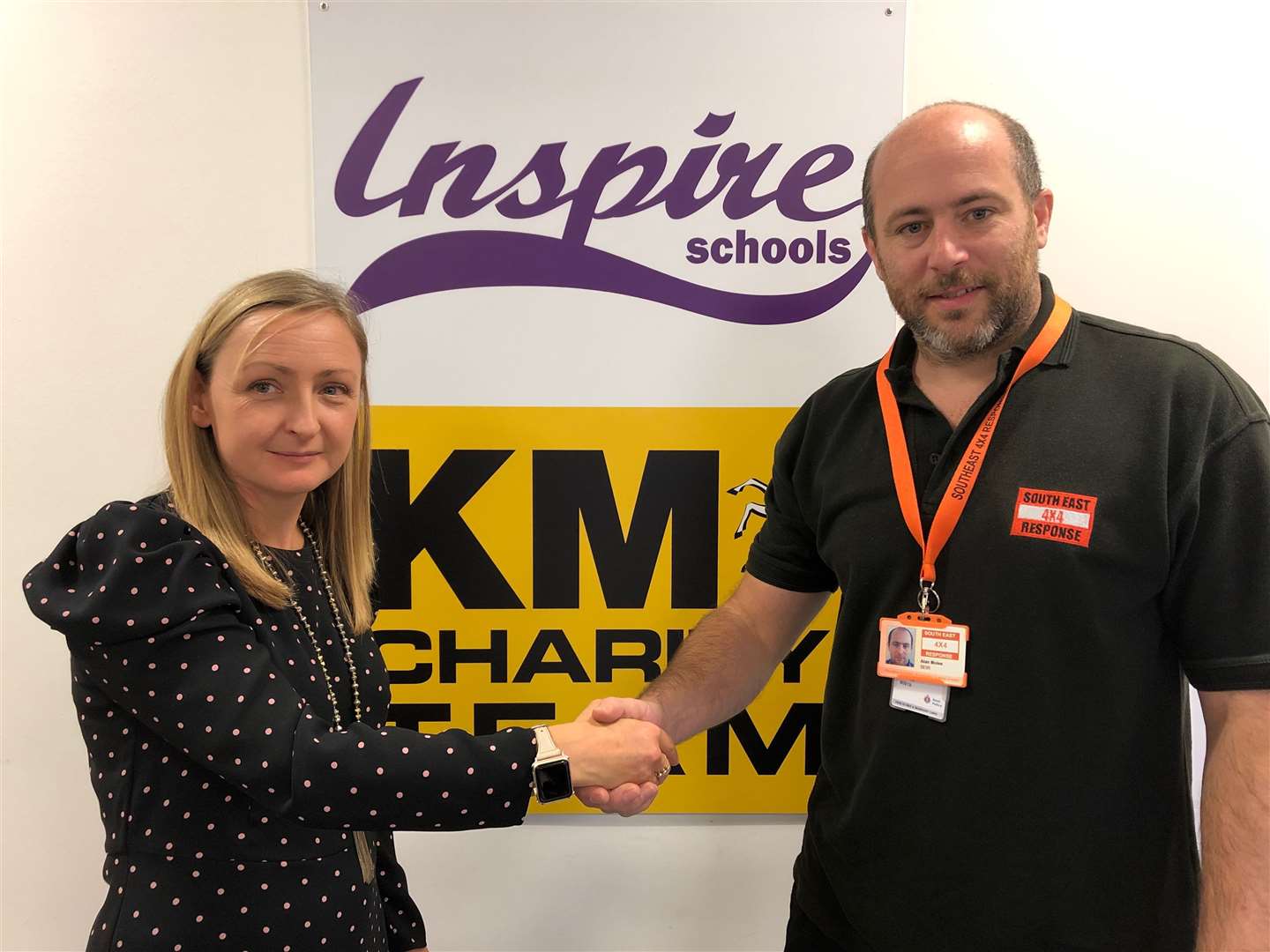 Hannah Hawksworth of the KM Charity Team and Alan Moles of South East 4x4 Response. (23912809)