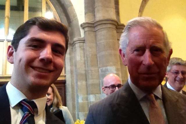 Teenager Joseph Wilson poses for a selfie with Prince Charles
