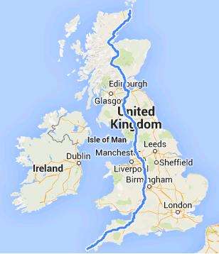 The runners will go from the tip of Scotland, to the boot of England, covering a total distance of 1487km/923 miles.