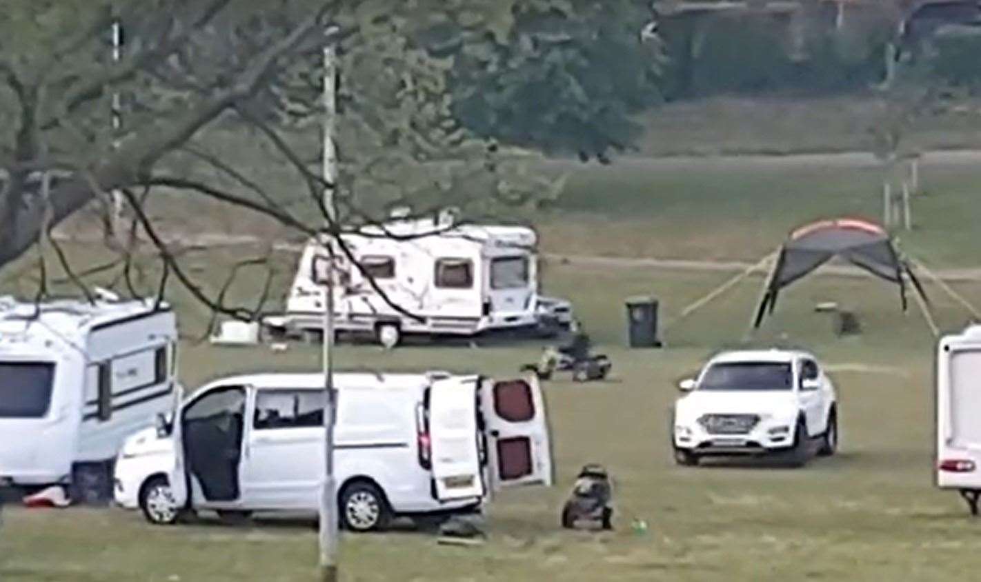 A person was seen go-karting on the kids' football pitches at Dane Park last month