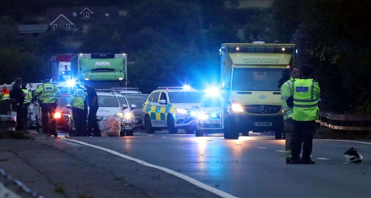 The scene of the tragic accident on the A21