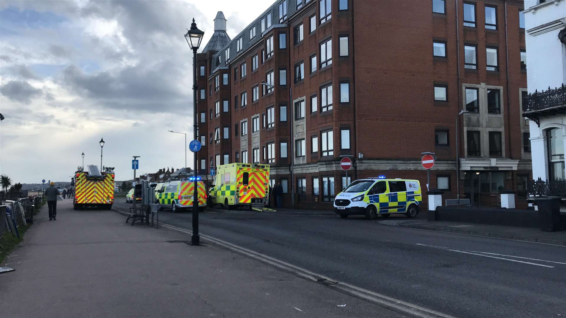 Emergency services at the scene in Prince of Wales Terrace
