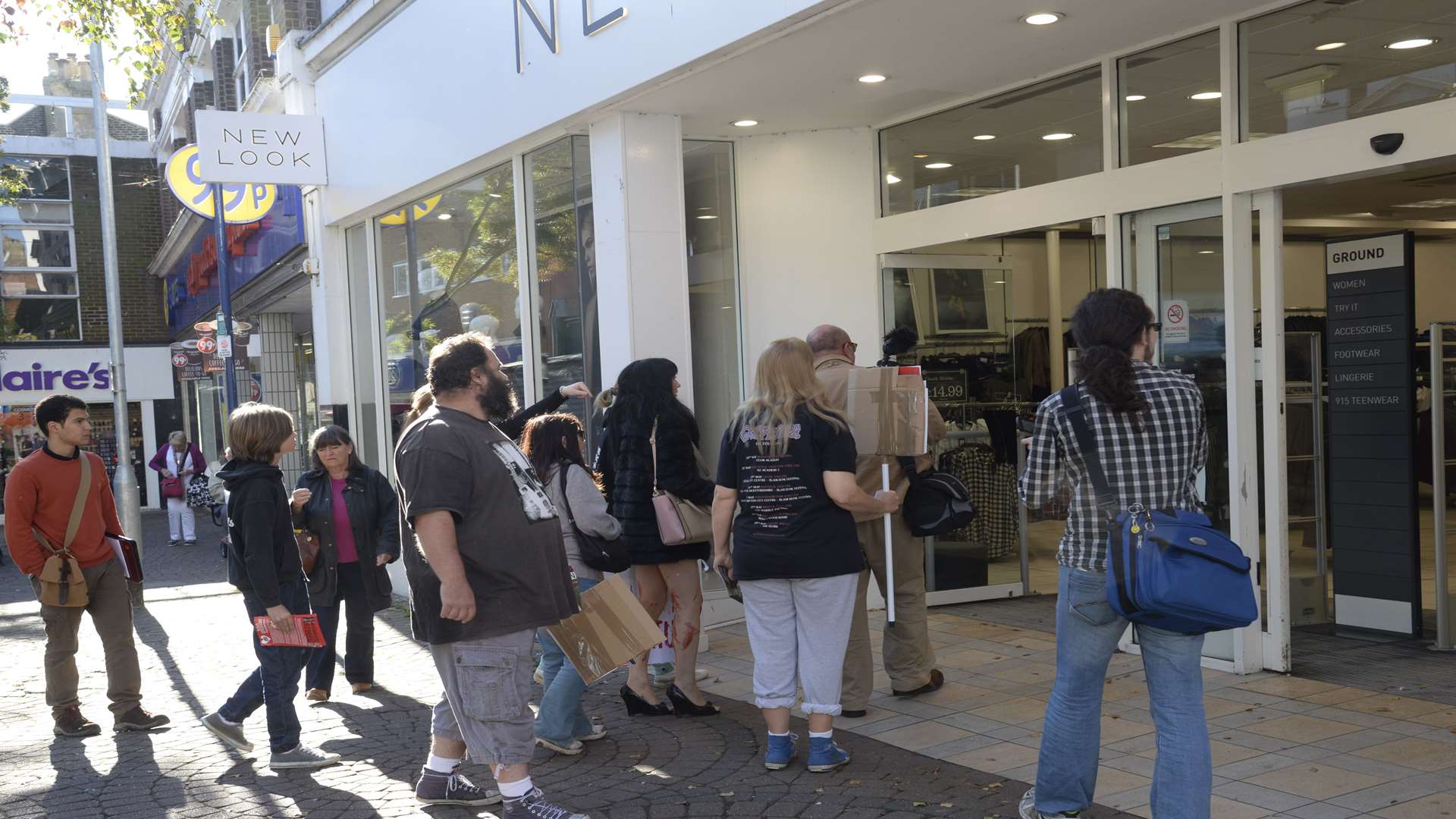 Animal rights campaigners before entering New Look