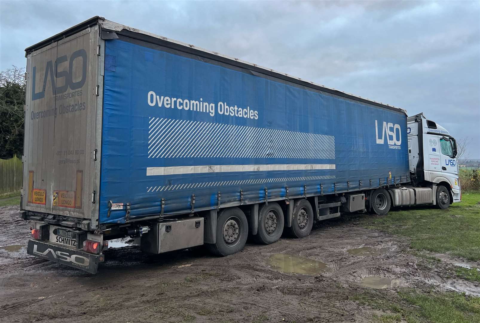This lorry was stuck in Mersham for 17 hours just before Christmas. Picture: Rupert Collingwood