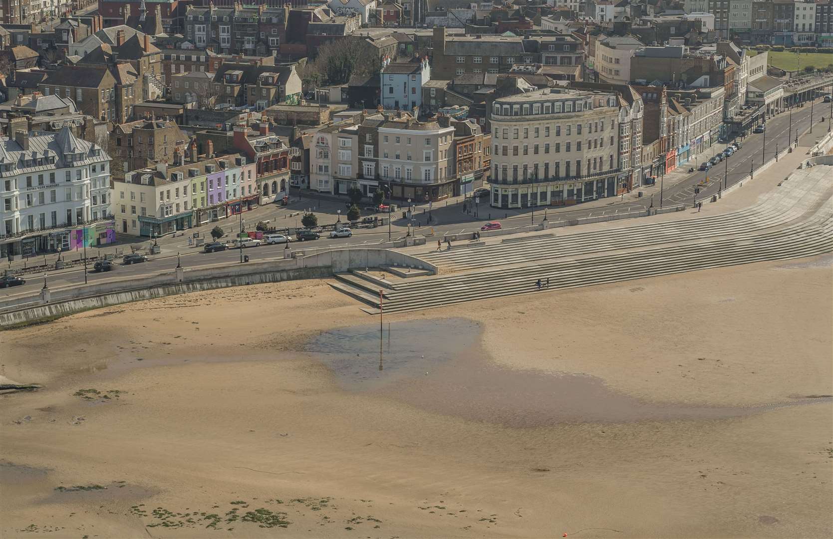 A deserted Margate beach during lockdown. Picture: Nigel Christian/Spitfire Drones