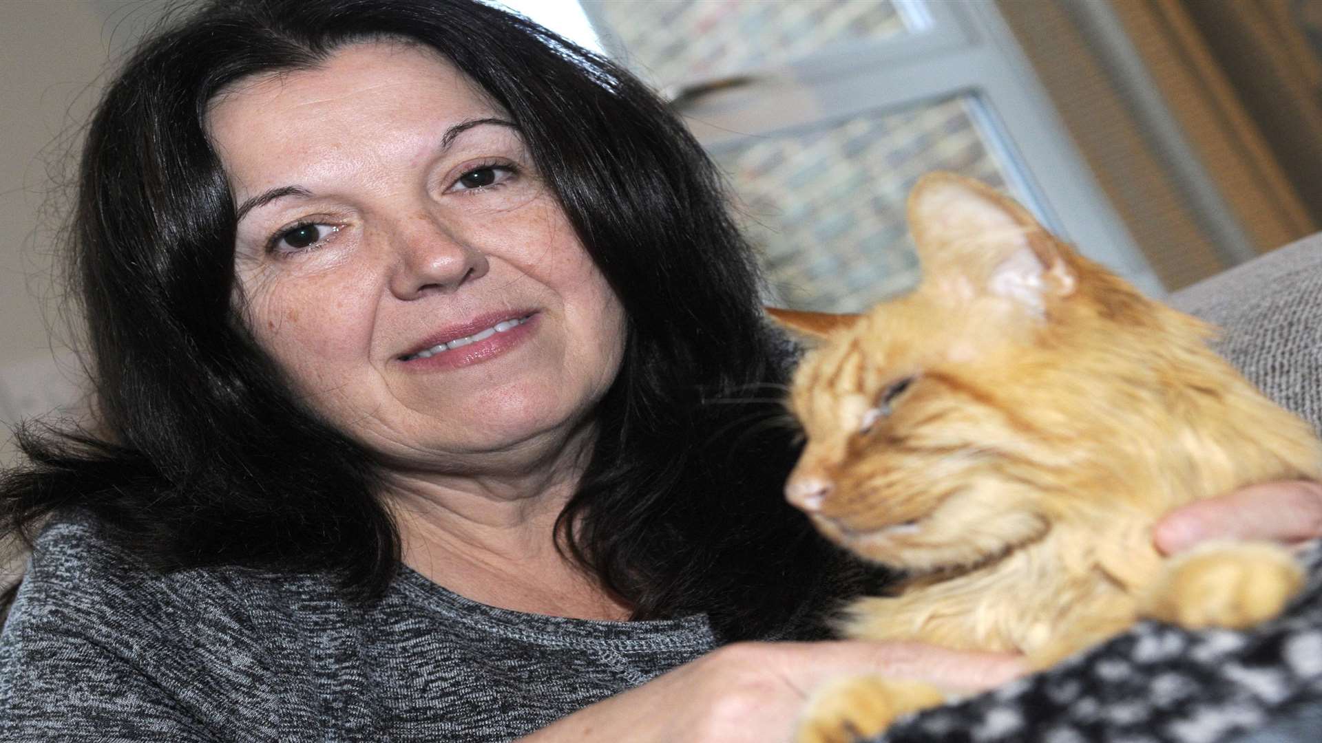 Tracy Brewster had an emotional reunion with beloved cat Marmie. Picture: Ruth Cuerden.