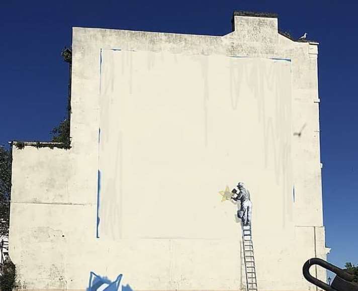 This is what Banksy had planned for the artwork, before it was covered up. Picture: Banksy