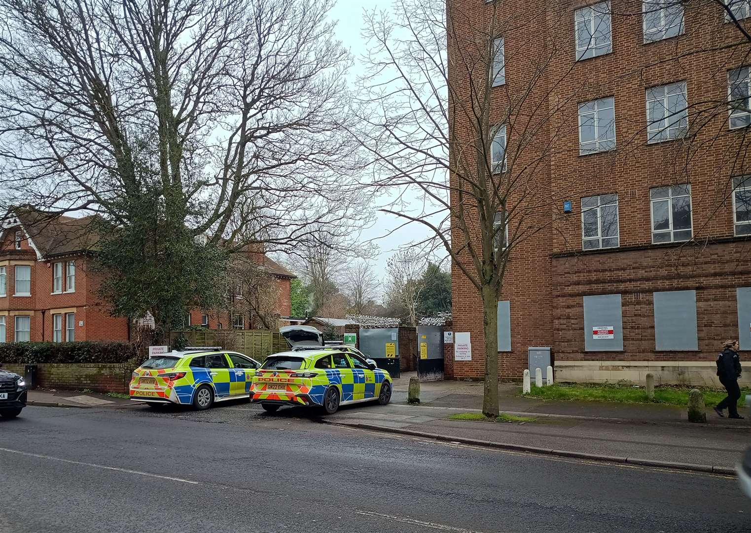 The officers were responding to "someone acting suspiciously" at Beckets House in Canterbury
