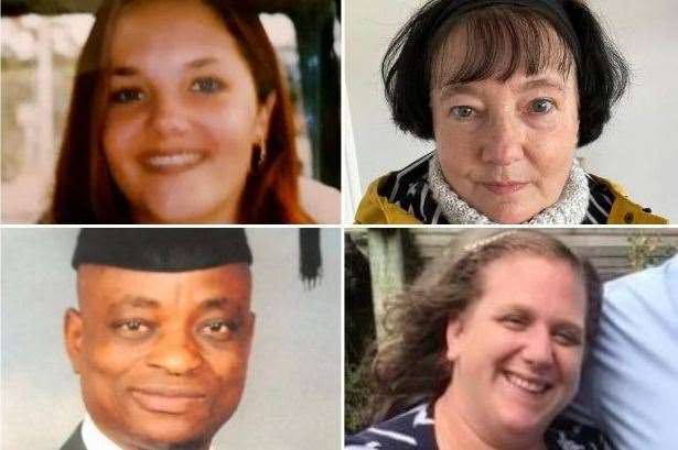 (Clockwise from top left) East Kent Hospitals employees Aimee O'Rourke, Val Stimson, Rachel Trott and Adekunle Enitan have all died with Covid