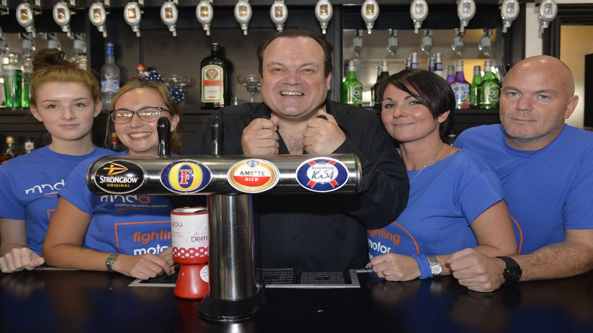 Shaun Williamson with the Red Lion's Morgan Dean, Kylia White, Jeanette Robertson and Aidan Christie