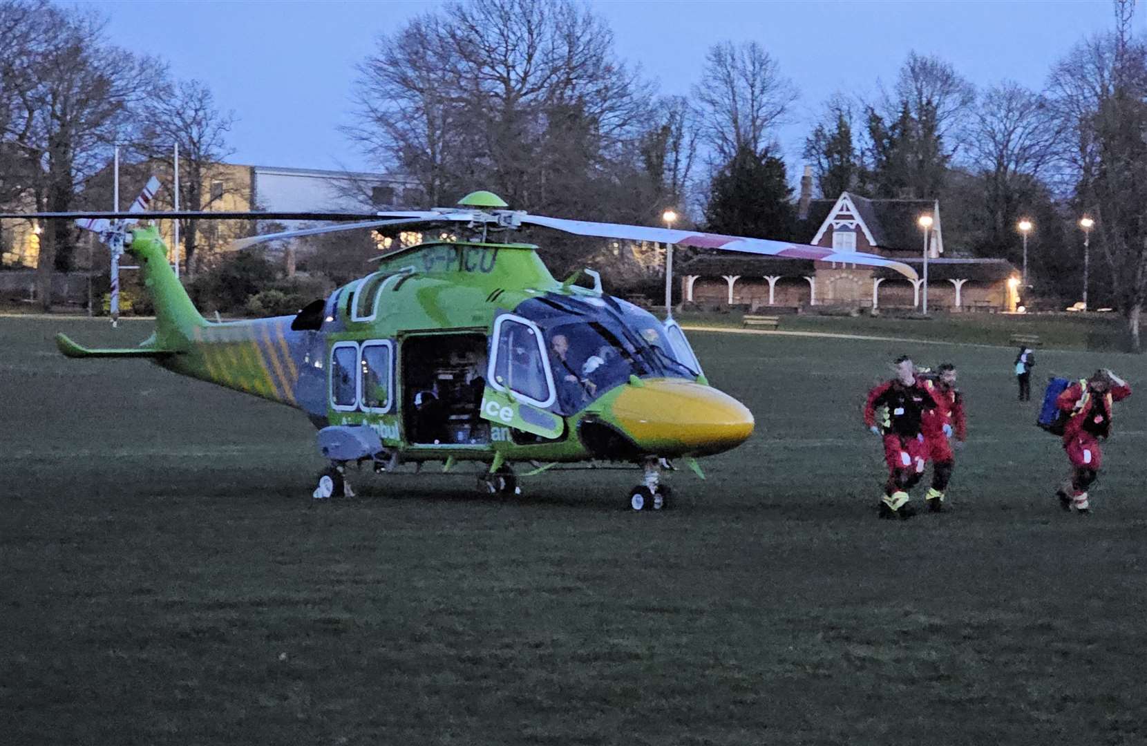 An air ambulance landed on Faversham Recreation Ground