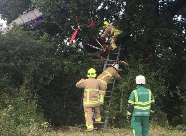 Emergency services worked to free the man. Picture: SECAmbHart