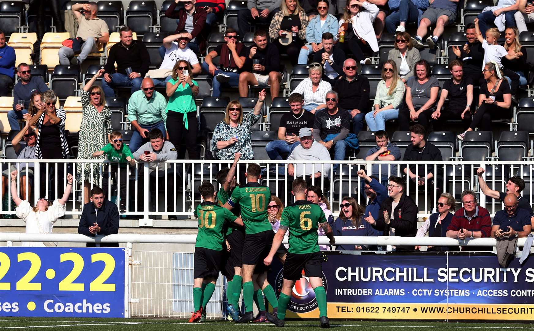 Delight in the stands and on the pitch as Kemsing United score in extra-time on Saturday. Picture: PSP Images