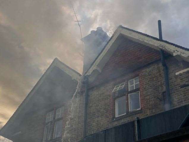 Crews tackle a blaze at a pub in Orpington High Street. Picture: London Fire Brigade