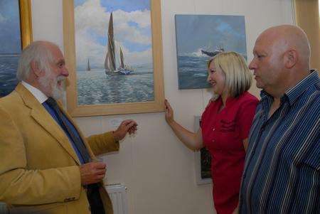 Whitstable artist John Jenkins with Felicity Read,from Butterfly Touches and right John Read, from Artank Galleries