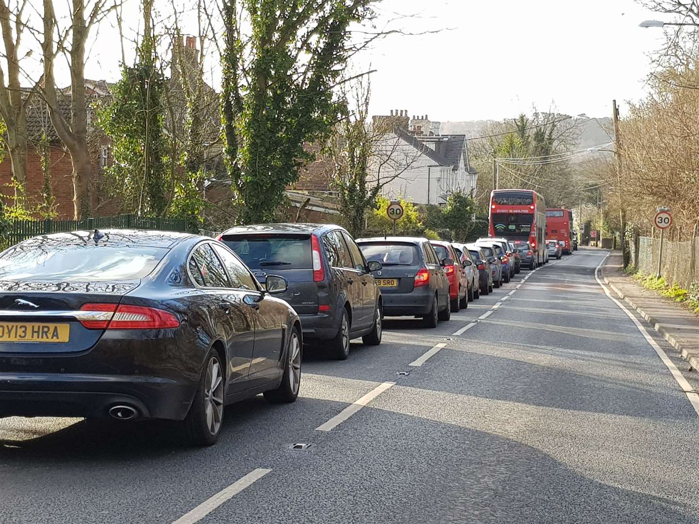 Rush-hour drivers on Sturry Hill at a standstill