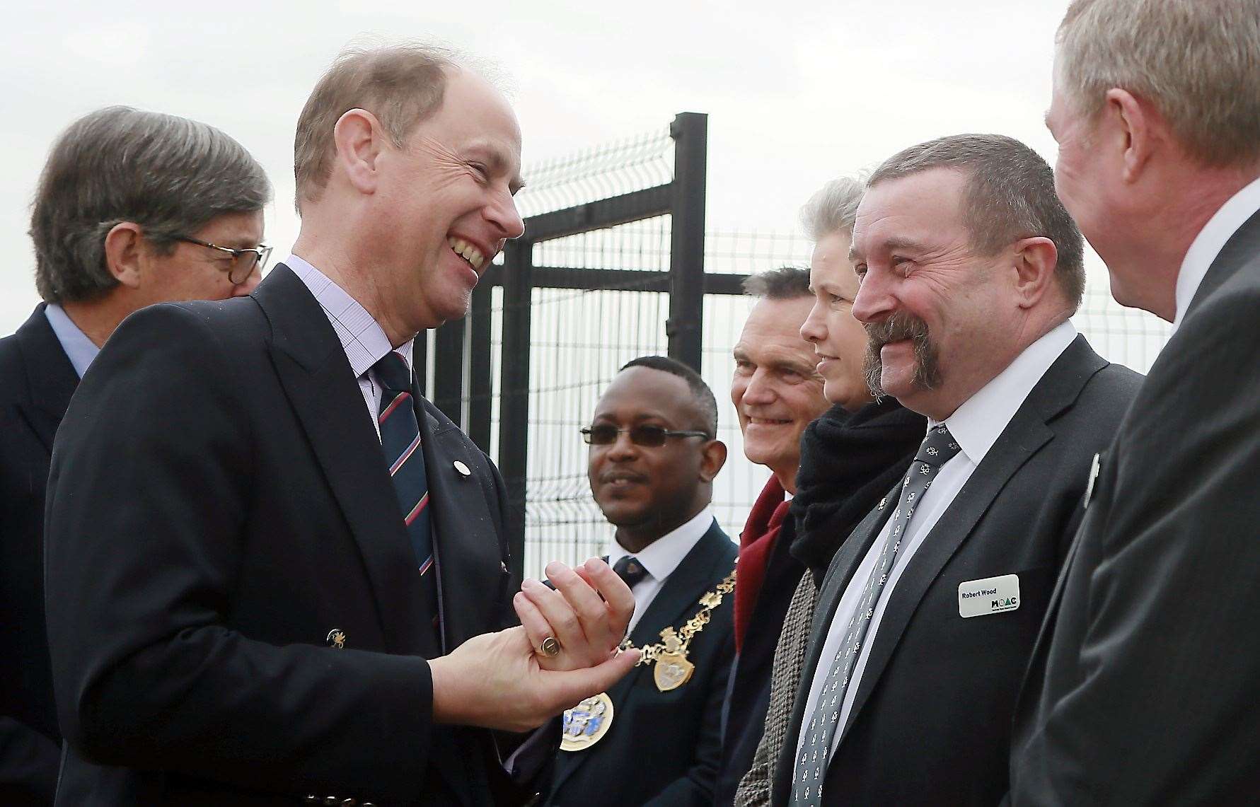 Prince Edward shares a joke with Robert Wood, chairman of Medway Open Award Centre. Picture: Phil Lee