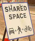 Traffic and pedestrians have equal priority in the shared space system. File image