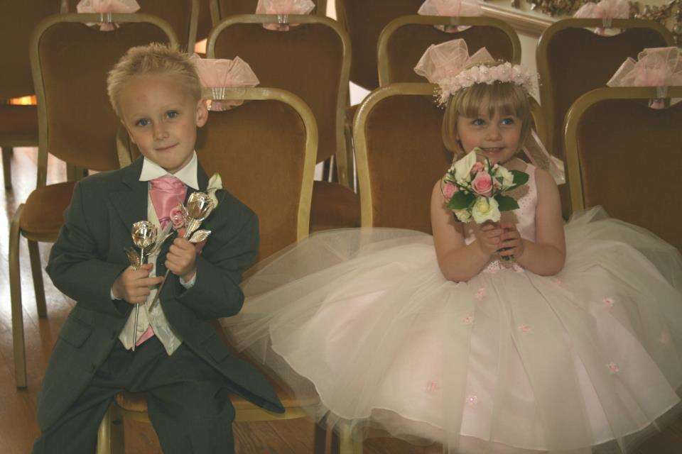 Stacey Mowle as a bridesmaid with her brother Jake at their parents' wedding in 2009