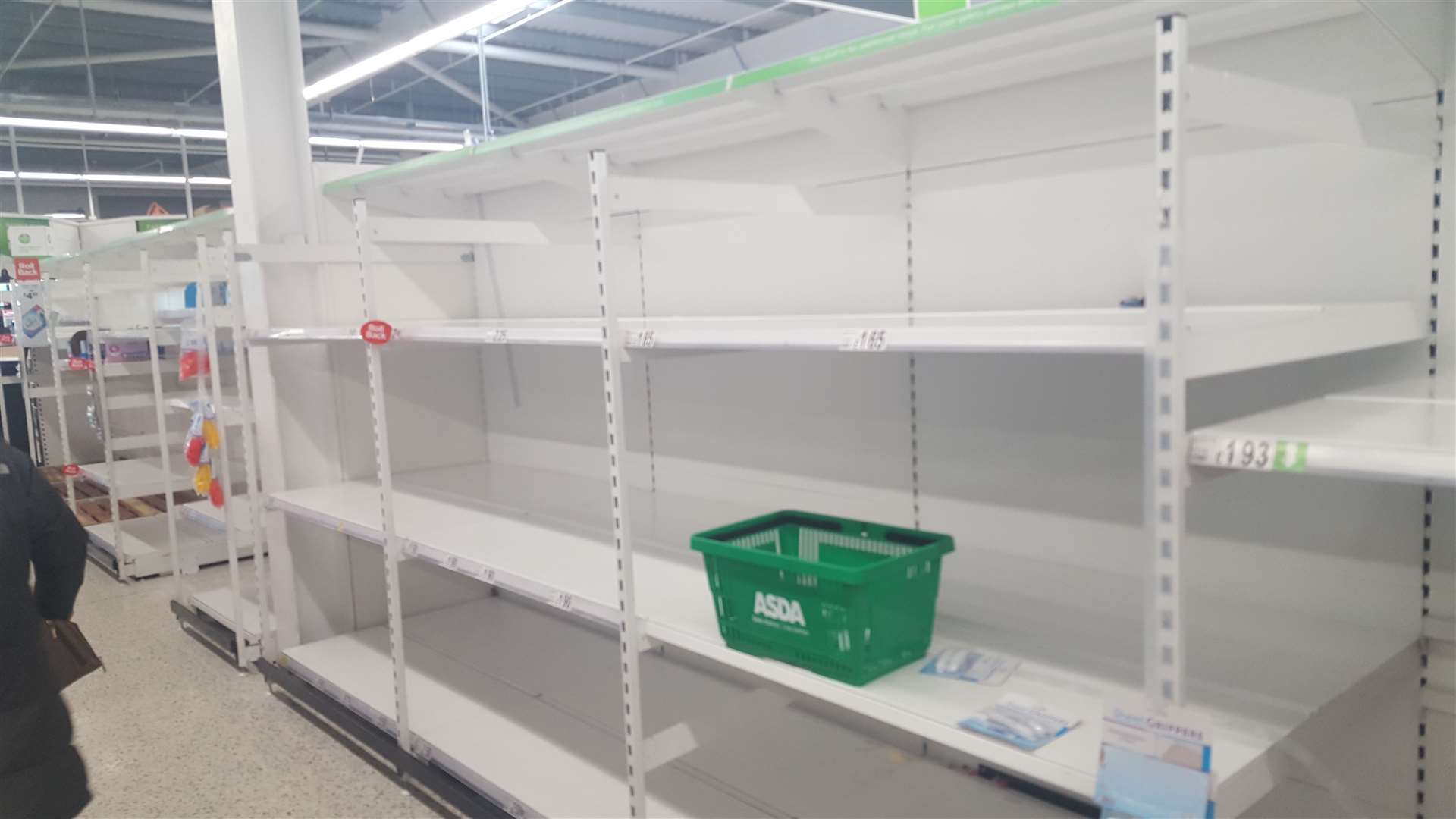 Empty shelves in Gillingham Asda