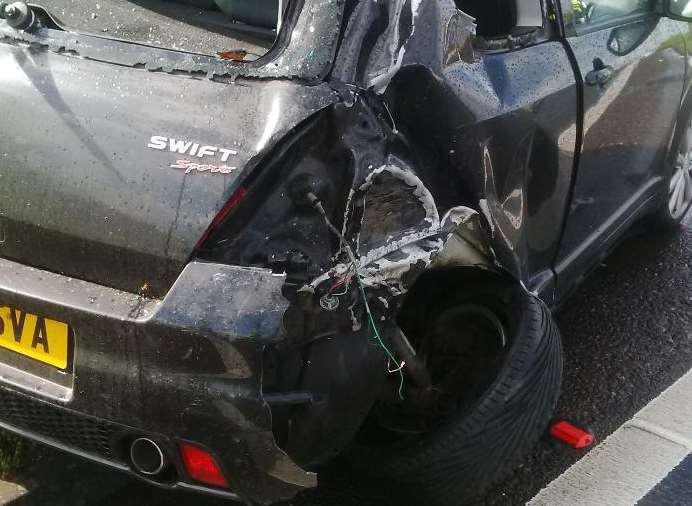 Erika North's car following the accident. Picture: Erika North