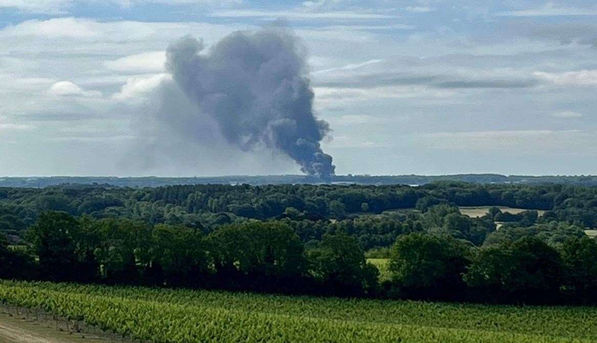 A tyre fire at Arnold Farm in Leeds, Maidstone, could be seen throughout the village. Picture: Layla Courteney-Sales (57803561)
