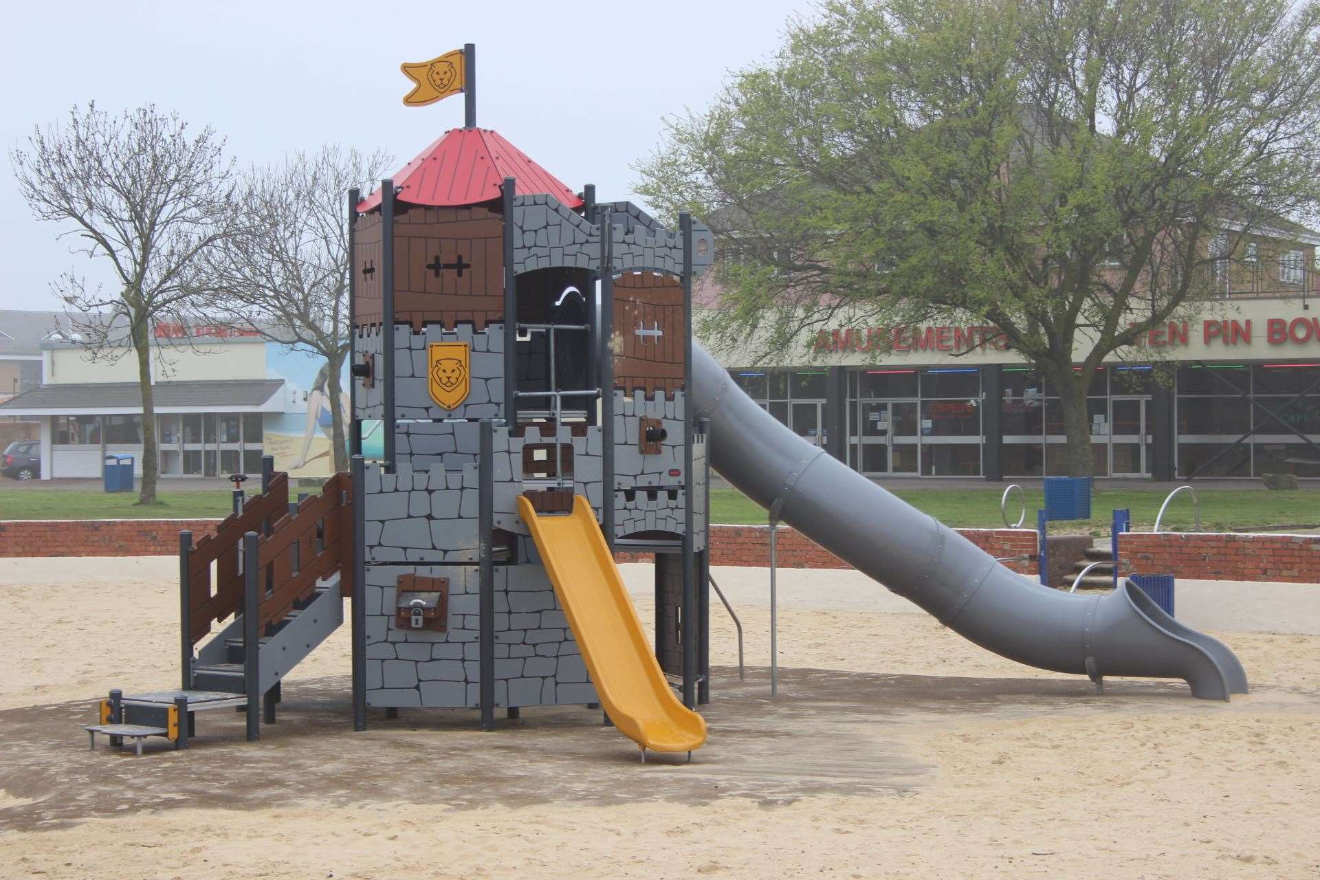 The castle slide at the sandpit children's play area at Beachfields on the seafront at Sheerness. Picture: John Nurden