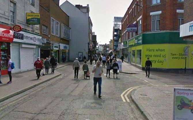 The alleged attack took place in Week Street Maidstone: Google Street View
