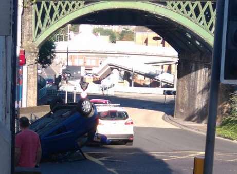 The overturned car. Pic: Elsie Louise Reeve