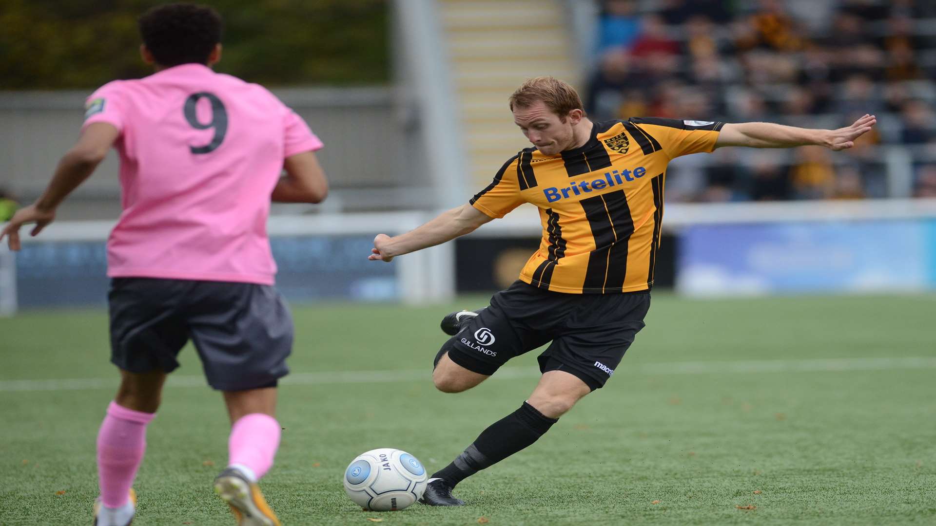 Stuart Lewis in FA Cup action for Maidstone against Enfield Town this month. Picture: Gary Browne