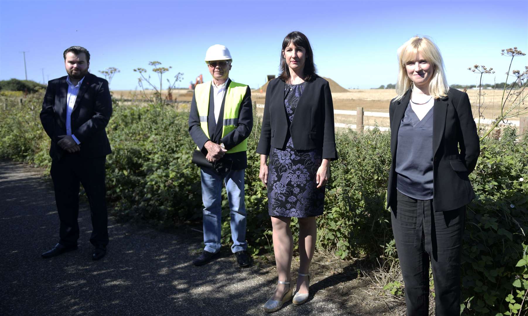 Cllr Dara Farrell (left) visited the site in July with Richard Lavender of the Kent Invicta Chamber of Commerce, Rachel Reeves - shadow chancellor of the Duchy of Lancaster - and Canterbury MP Rosie Duffield