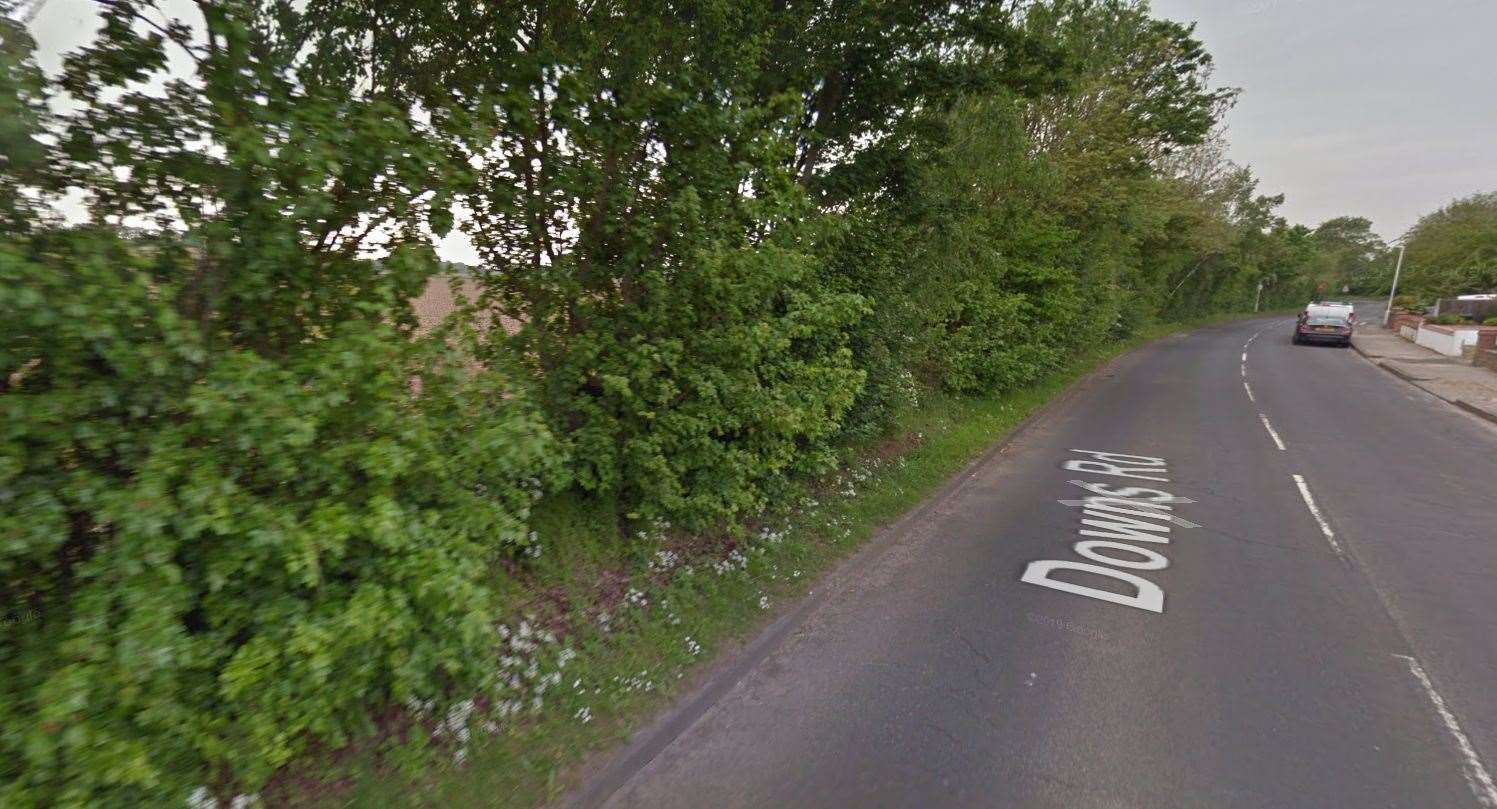 The bag was found in undergrowth on Downs Road, near Flowerhill Way in Istead Rise. Photo credit: Google Maps