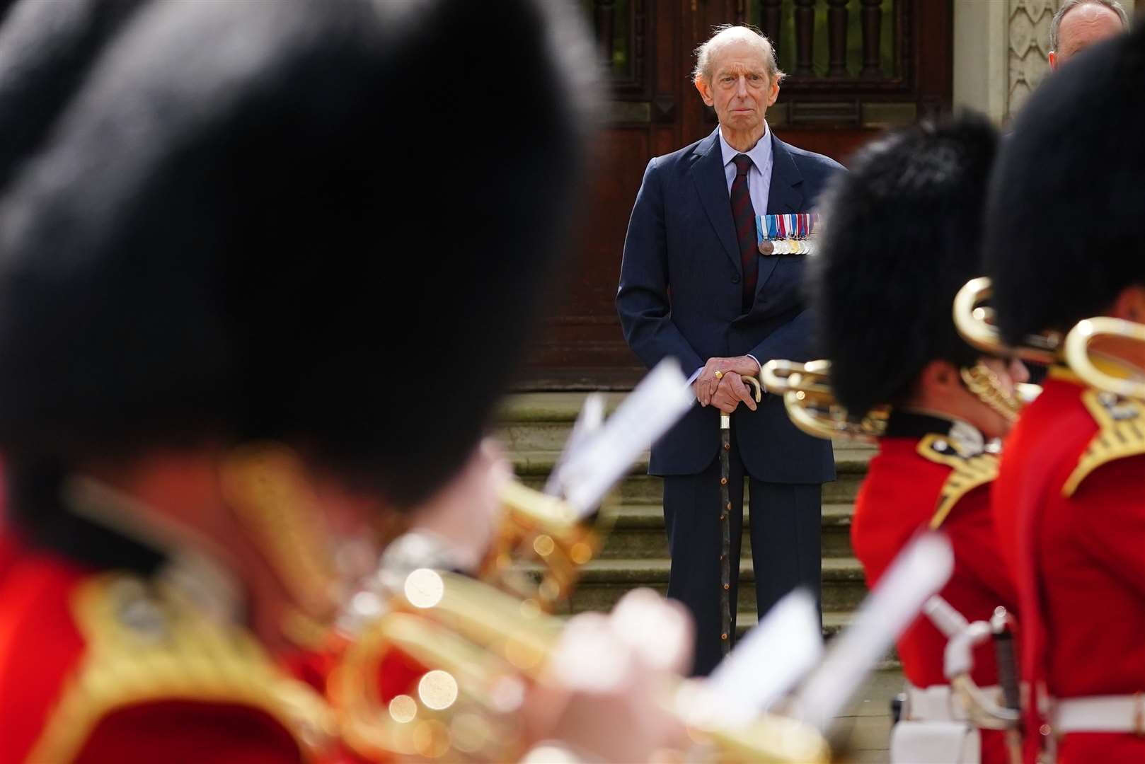 The Duke of Kent watched the march past outside the Royal Military Chapel in Westminster, London (Victoria Jones/PA)