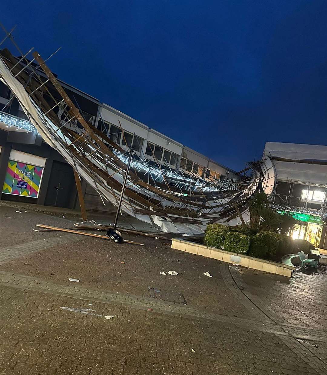 Damage caused to one of the buildings in Swanley Square shopping centre: Picture: Emma Wenden
